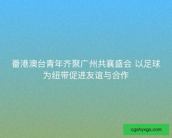 番港澳台青年齐聚广州共襄盛会 以足球为纽带促进友谊与合作